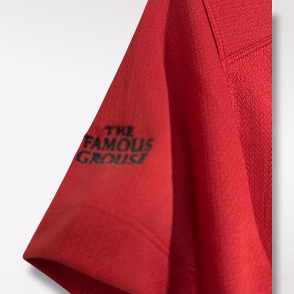 Nike Golf Polo Shirt Women's Medium Red‎ Golf Famous Grouse Dri Fit Short Sleeve - Picture 4 of 10